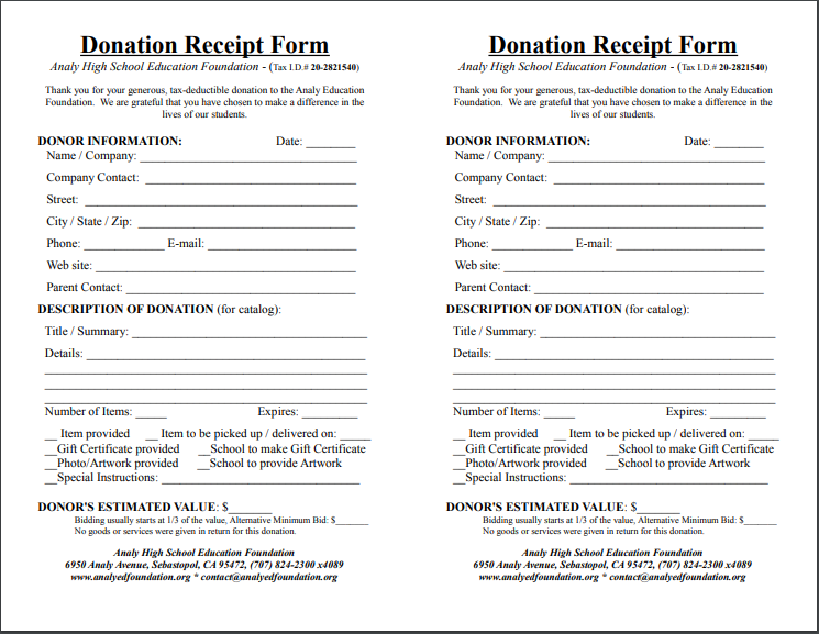 donation receipt template 18