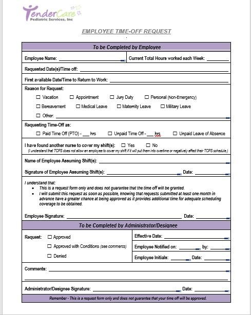 time off request form template 04