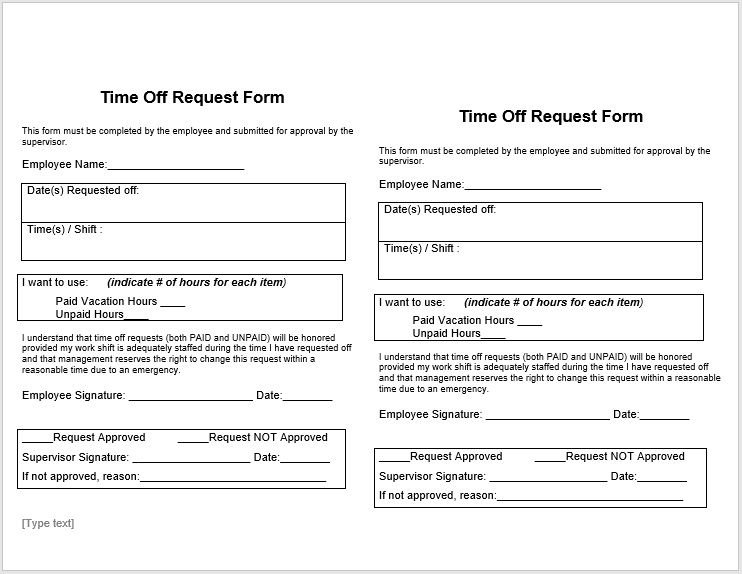 time off request form template 07