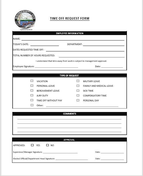 time off request form template 14