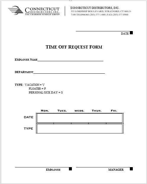 time off request form template 25