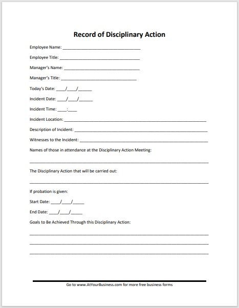 Disciplinary Action Form 14
