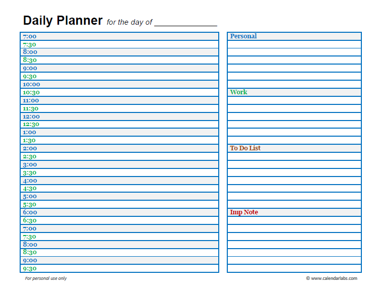 daily planner template 12