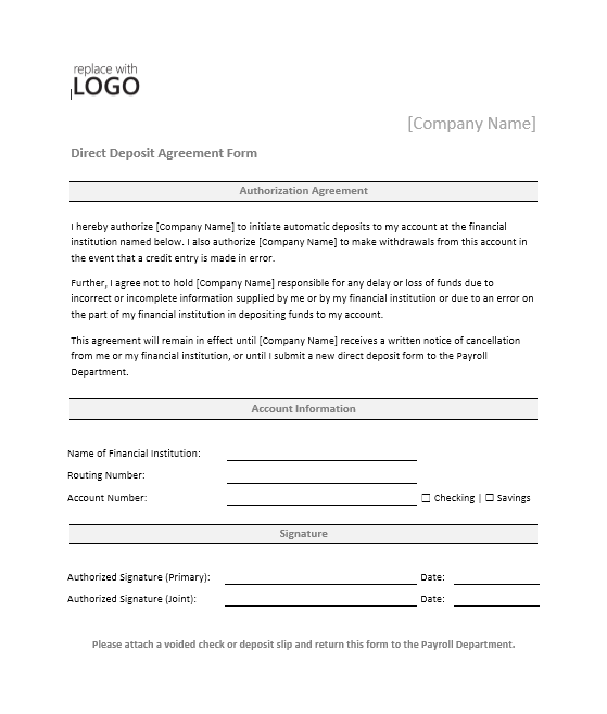 Direct Deposit Authorization Form 02