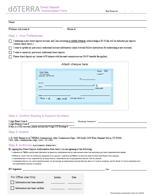 Direct Deposit Authorization Form 09