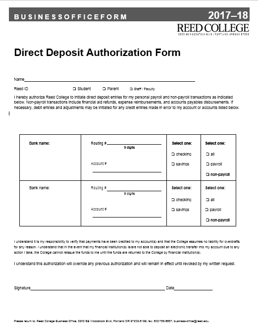 Direct Deposit Authorization Form 25