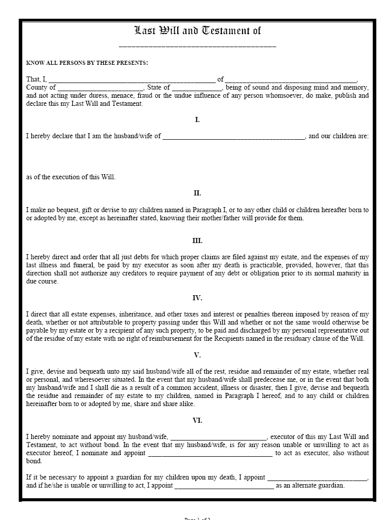 Last will and Testament template 03