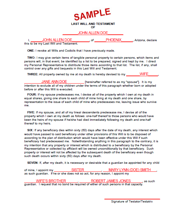 Last will and Testament template 06