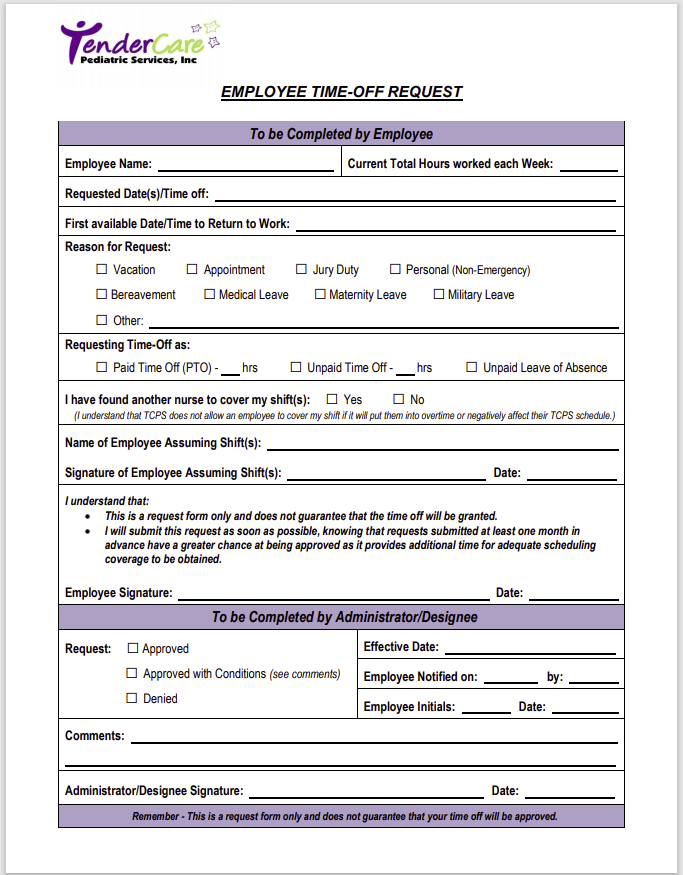 time off request form template 04
