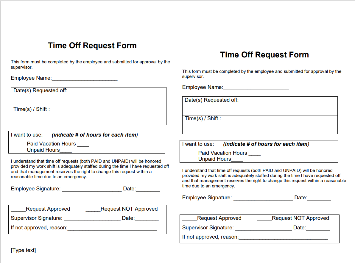 time off request form template 07