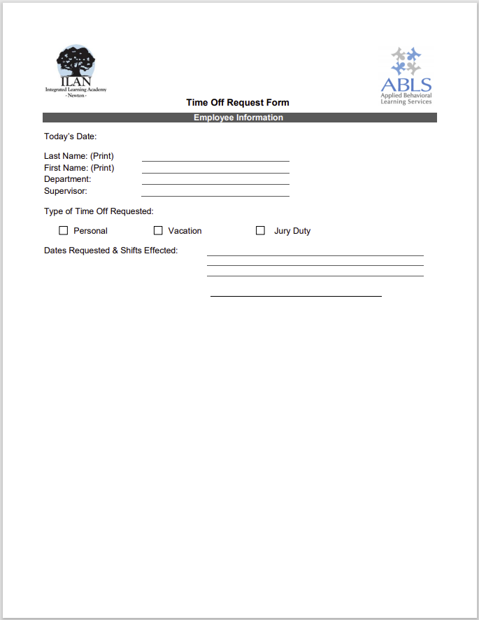 time off request form template 10