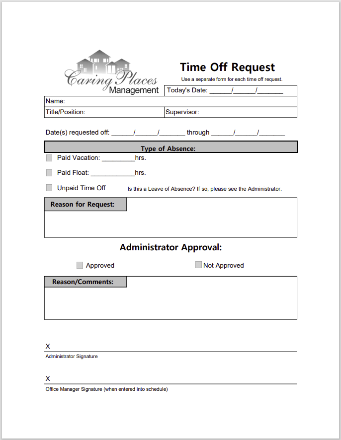 time off request form template 30