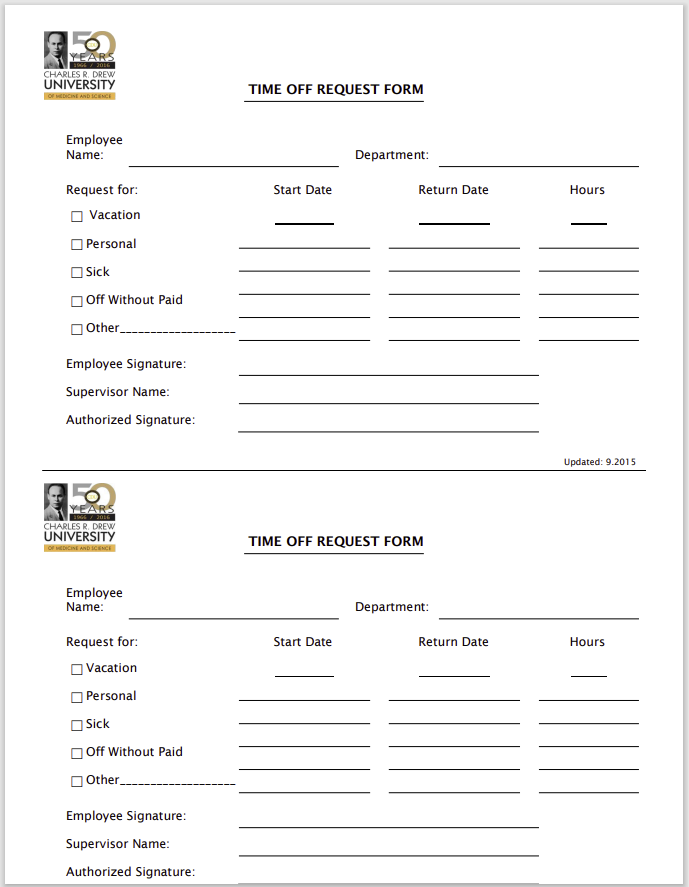 time off request form template 32
