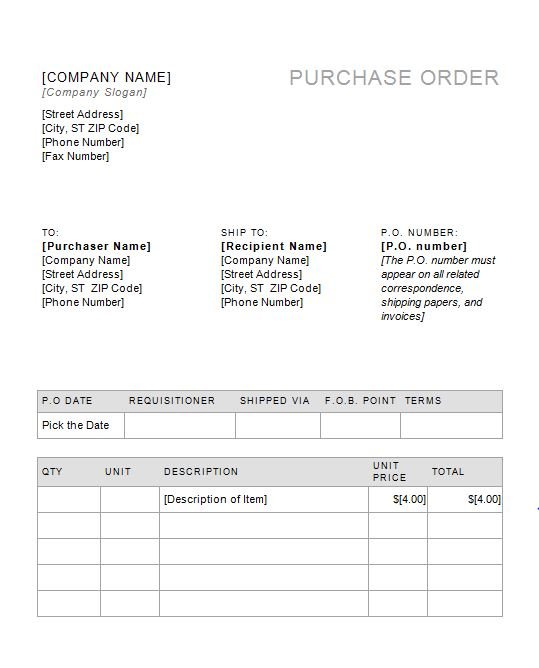 Purchase Order Template 02