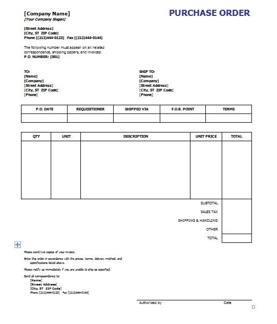 Purchase Order Template 06