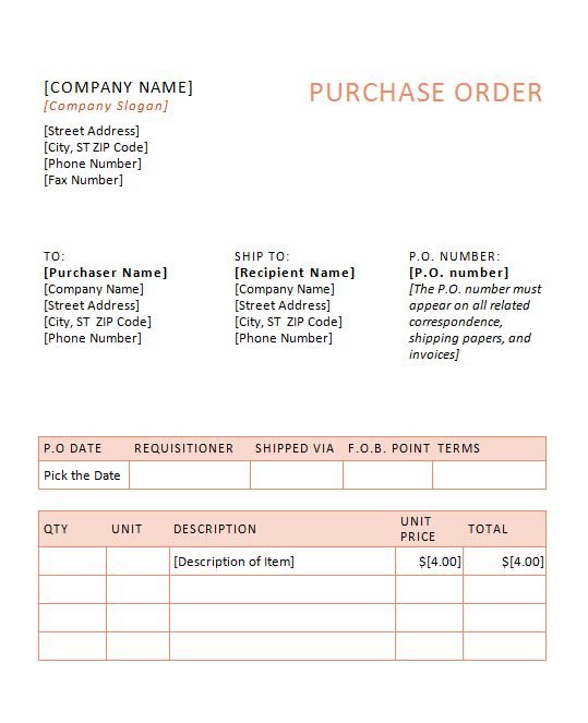 Purchase Order Template 07