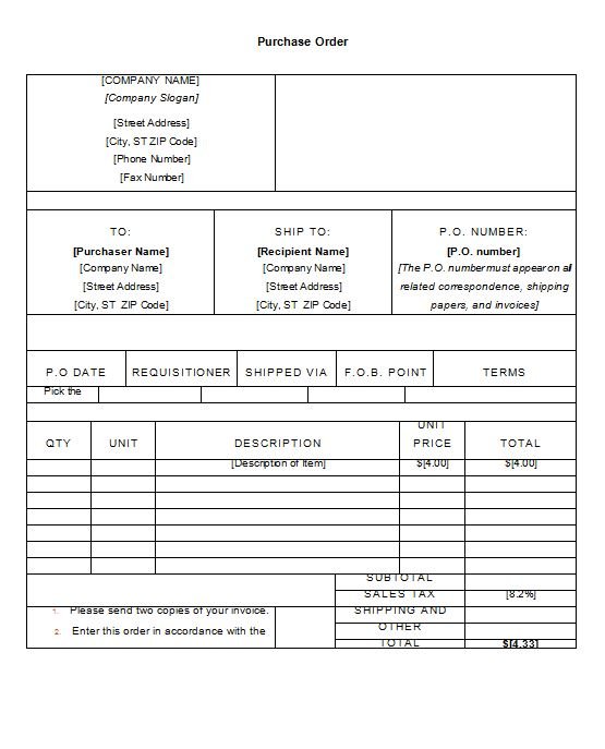 Purchase Order Template 15
