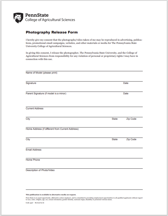 photo release form 13