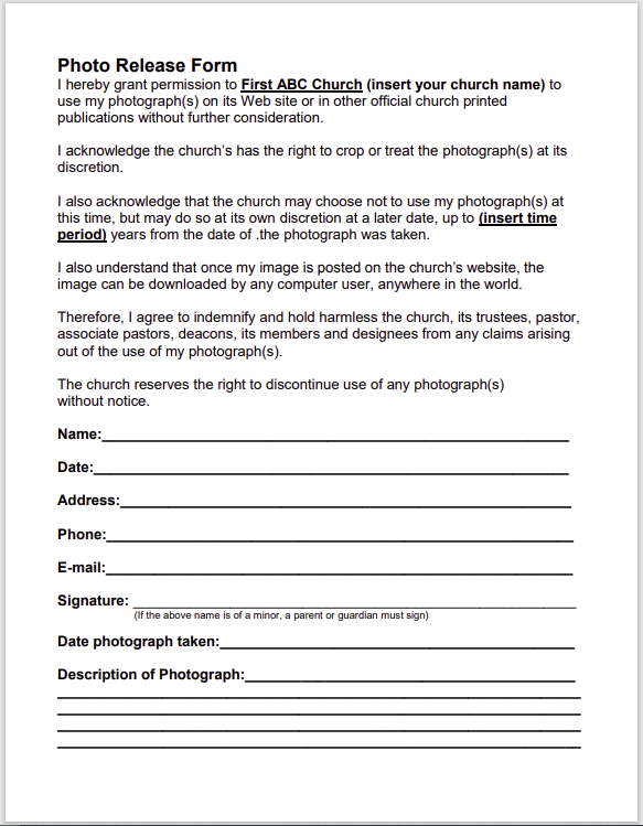 photo release form 25
