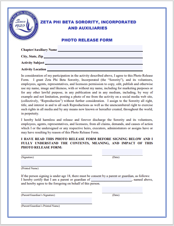 photo release form 27