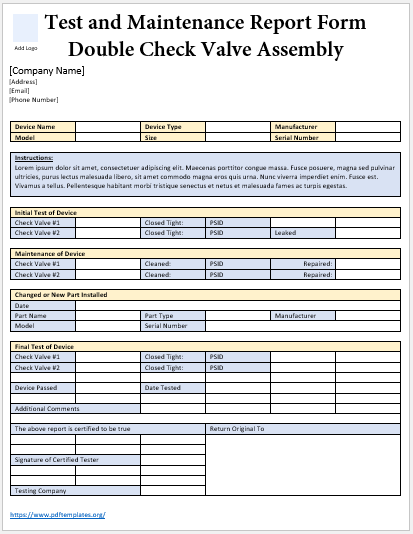 Free Maintenance Report Form 06