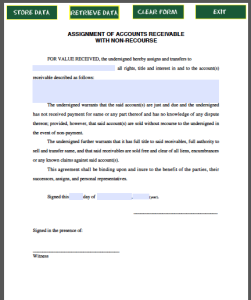 Assignment of Accounts Receivable with Non Recourse