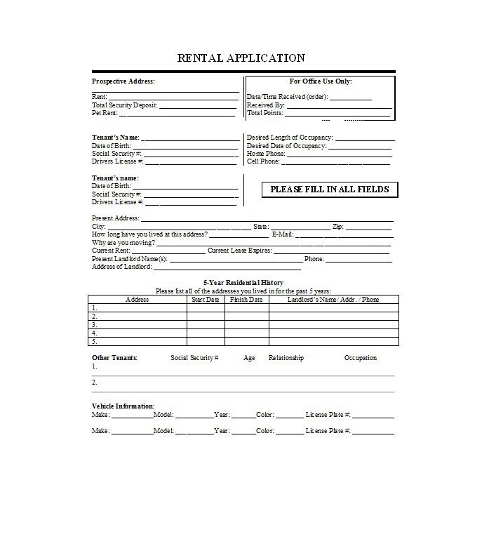 Rental Application Template 23