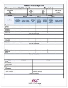 free army counselling form templates